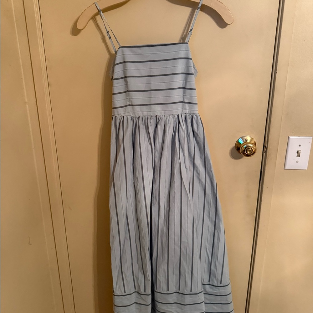 Blue Striped Spring Summer Dress stripes sz small  100% cotton